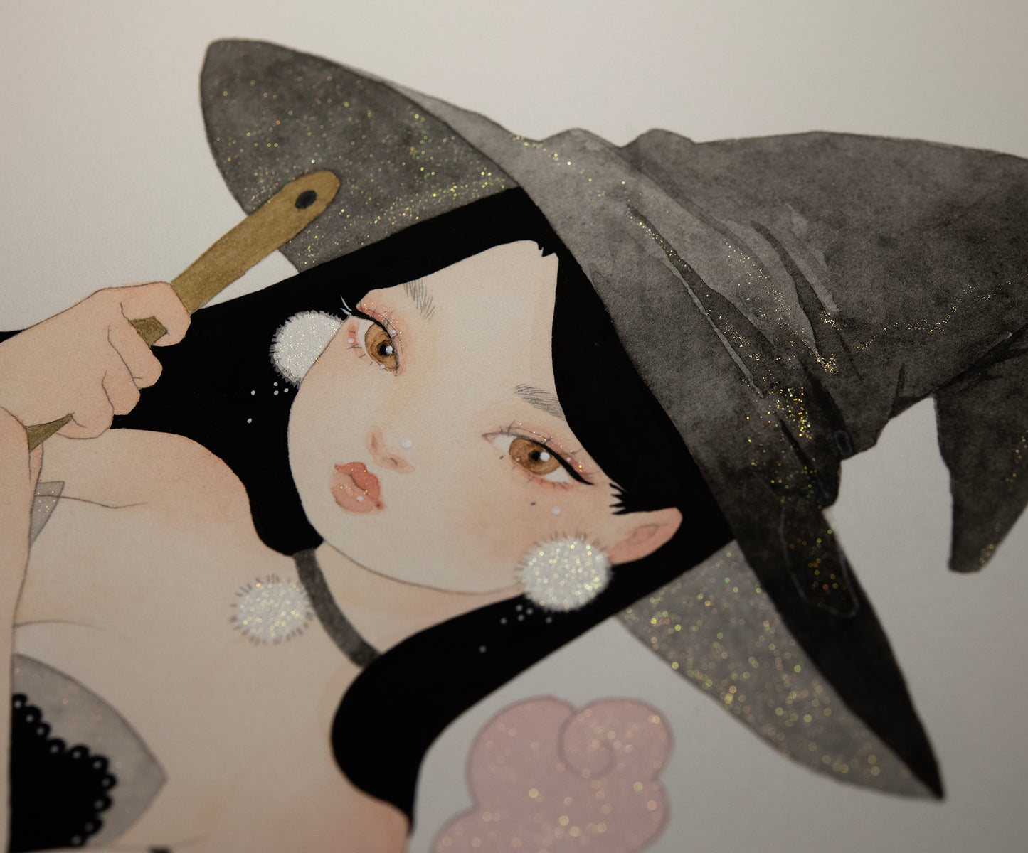 'LOVE POTION AND SKELETON CATS' ORIGINAL WATERCOLOR