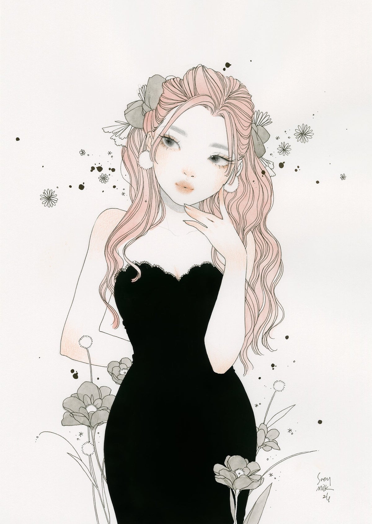 'DELPHINE ROSE' ORIGINAL DRAWING